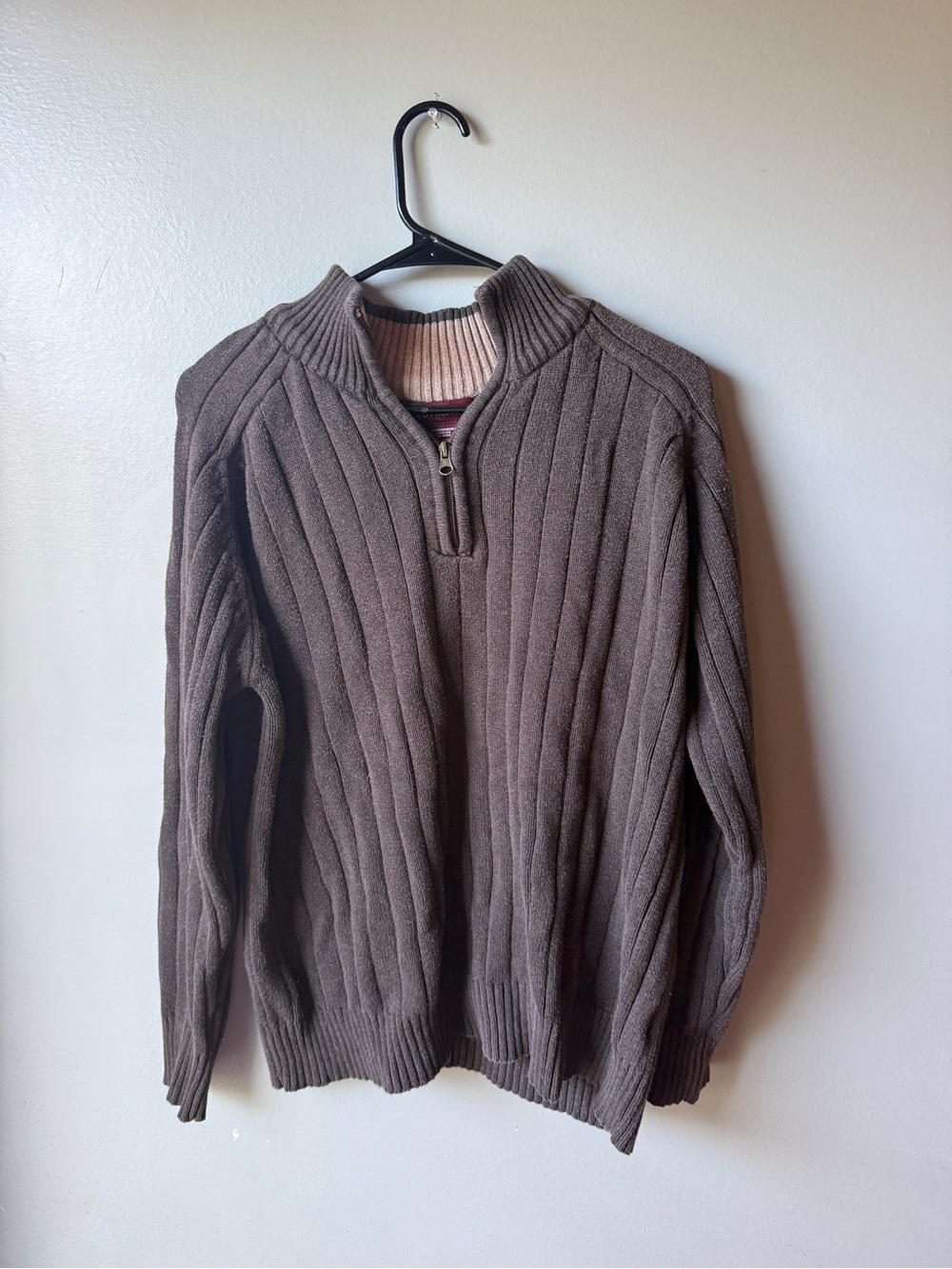 Covington Men’s Brown Ribbed Quarter Zip Sweater Size Large